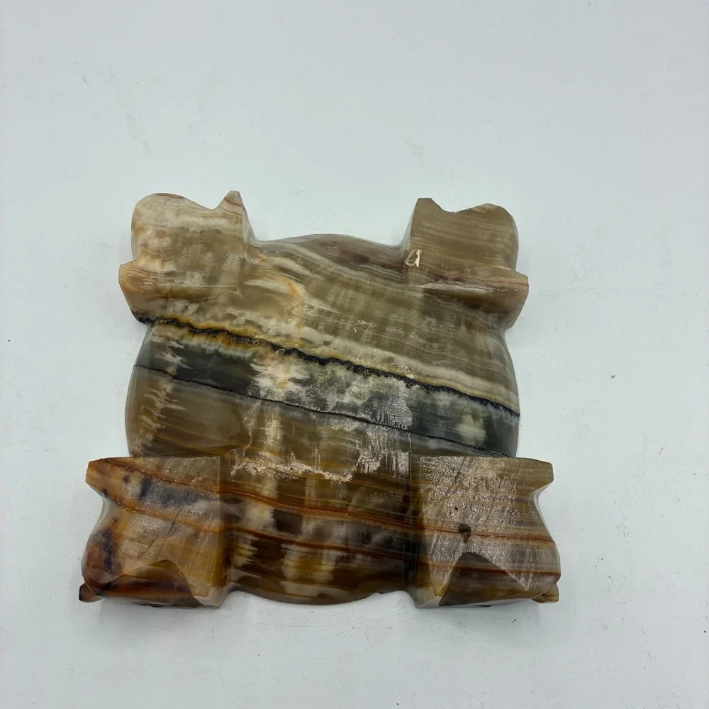 Vintage Carved Onyx Agate Dish Natural Raw Edge Decorative Ashtray